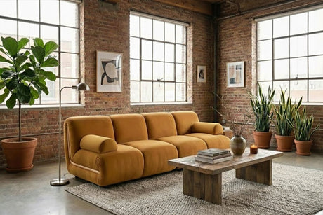 KAWOLA Modulsofa LAYLA 2-Sitzer 2 Module Velvet gelb, Mit Armlehne