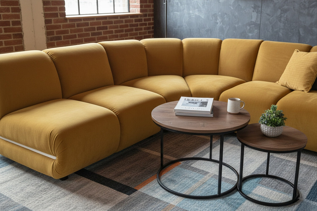 KAWOLA Modulsofa LAYLA Ecksofa 3 Module Velvet gelb