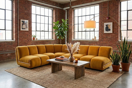 KAWOLA Modulsofa LAYLA Ecksofa 4 Module Velvet gelb, Ohne Zusatzausstattung