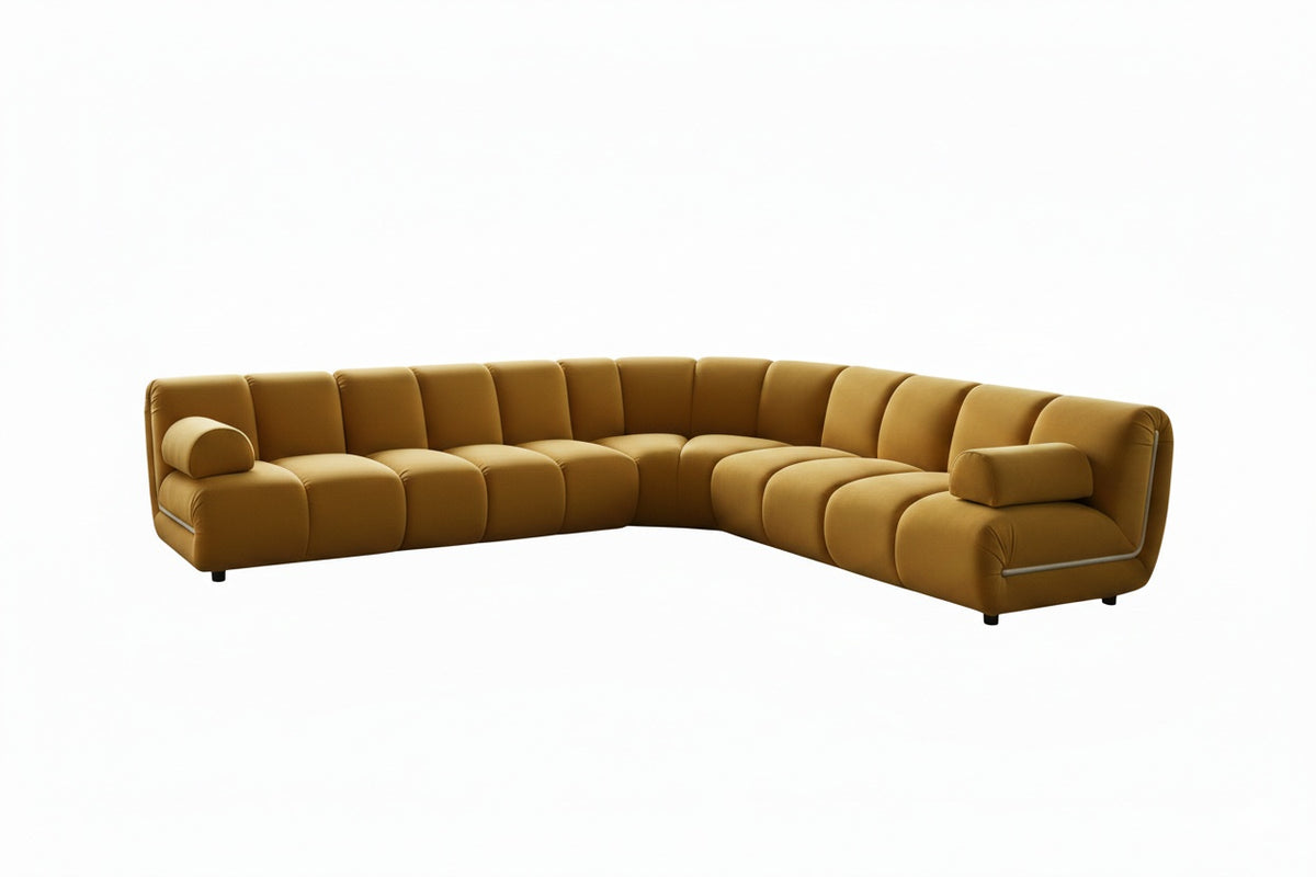 KAWOLA Modulsofa LAYLA Ecksofa 5 Module Velvet gelb