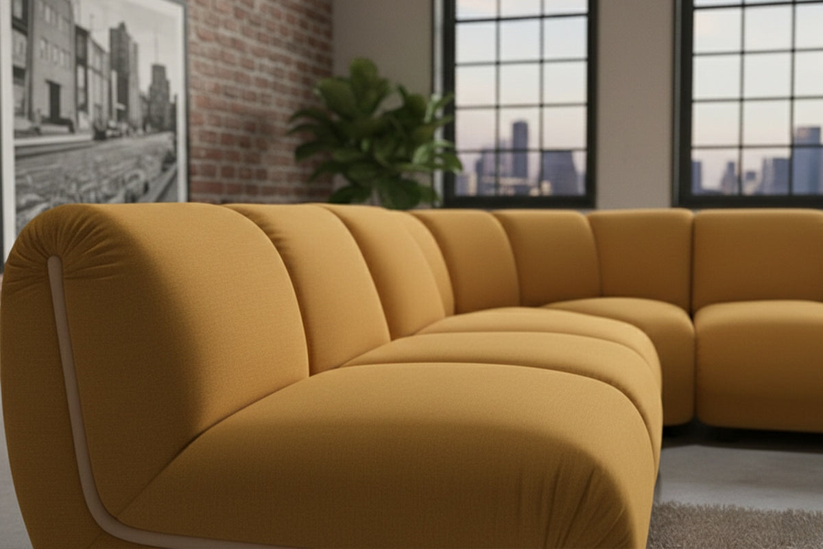 KAWOLA Modulsofa LAYLA Ecksofa 5 Module Velvet gelb