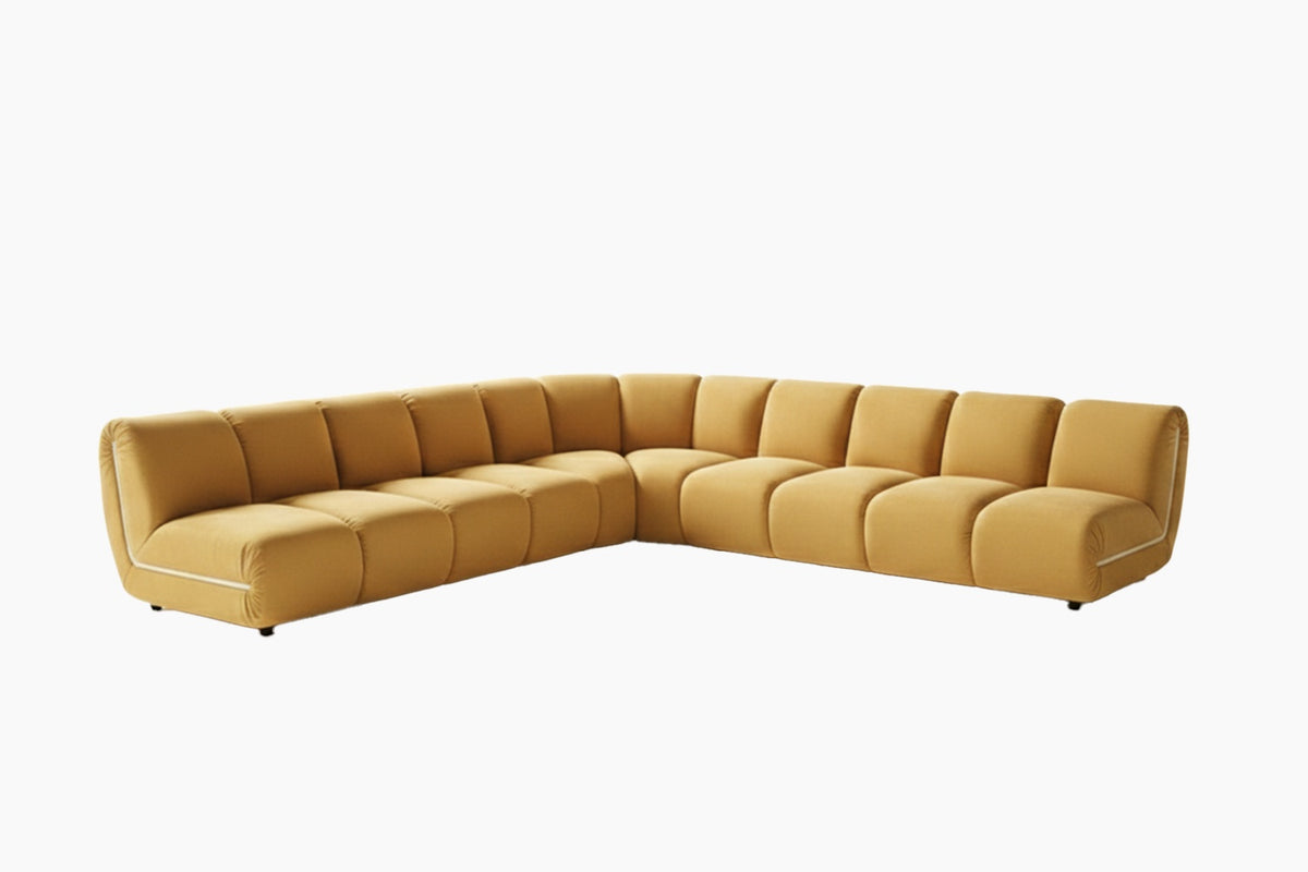 KAWOLA Modulsofa LAYLA Ecksofa 5 Module Velvet gelb