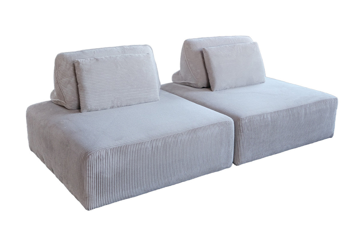 KAWOLA Modulsofa WIOLO SOFT 2 Module 2 Rückenkissen Cord hellgrau