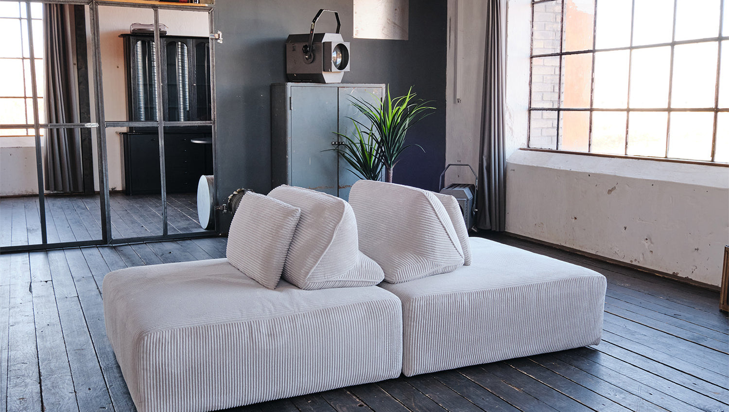 KAWOLA Modulsofa WIOLO SOFT 2 Module 2 Rückenkissen Cord hellgrau