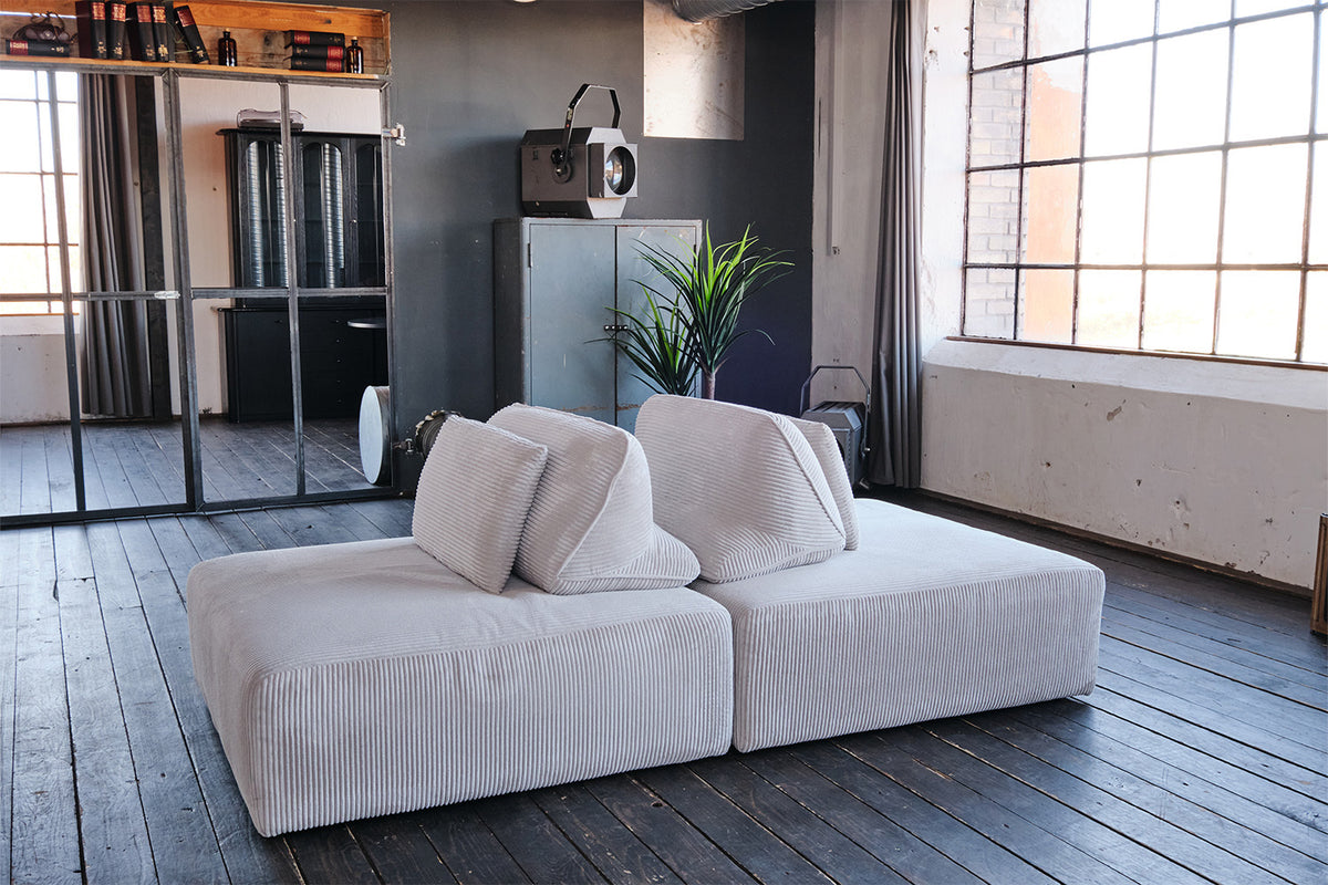KAWOLA Modulsofa WIOLO SOFT 2 Module 2 Rückenkissen Cord hellgrau