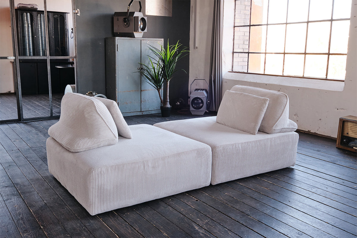 KAWOLA Modulsofa WIOLO SOFT 2 Module 2 Rückenkissen Cord hellgrau