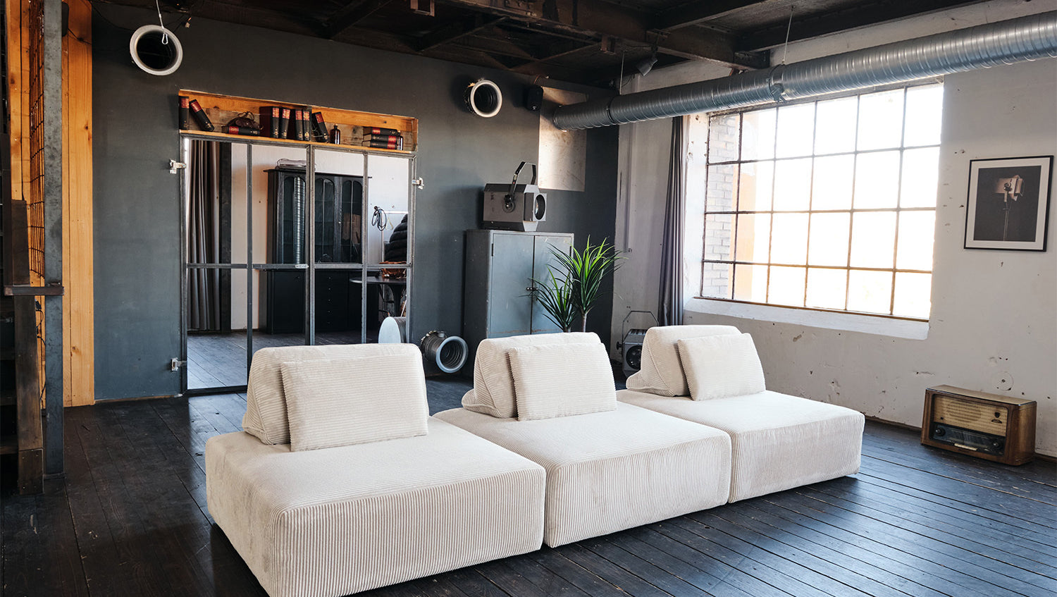 KAWOLA Modulsofa WIOLO SOFT 3 Module 3 Rückenkissen Cord cremeweiß