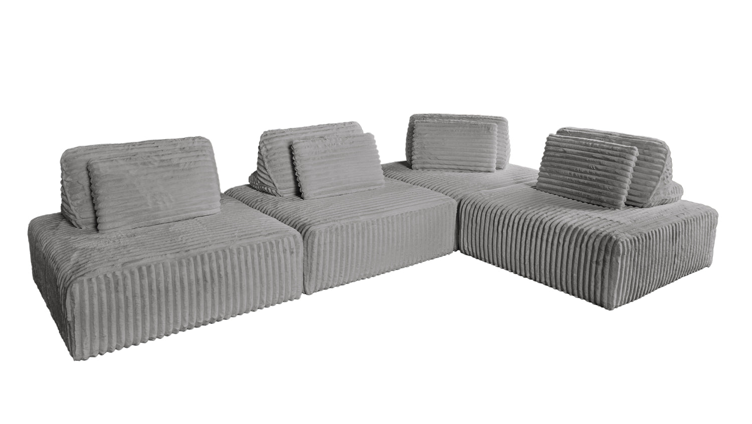 KAWOLA Modulsofa WIOLO SOFT 4 Module 4 Rückenkissen Weicher Breitcord grau