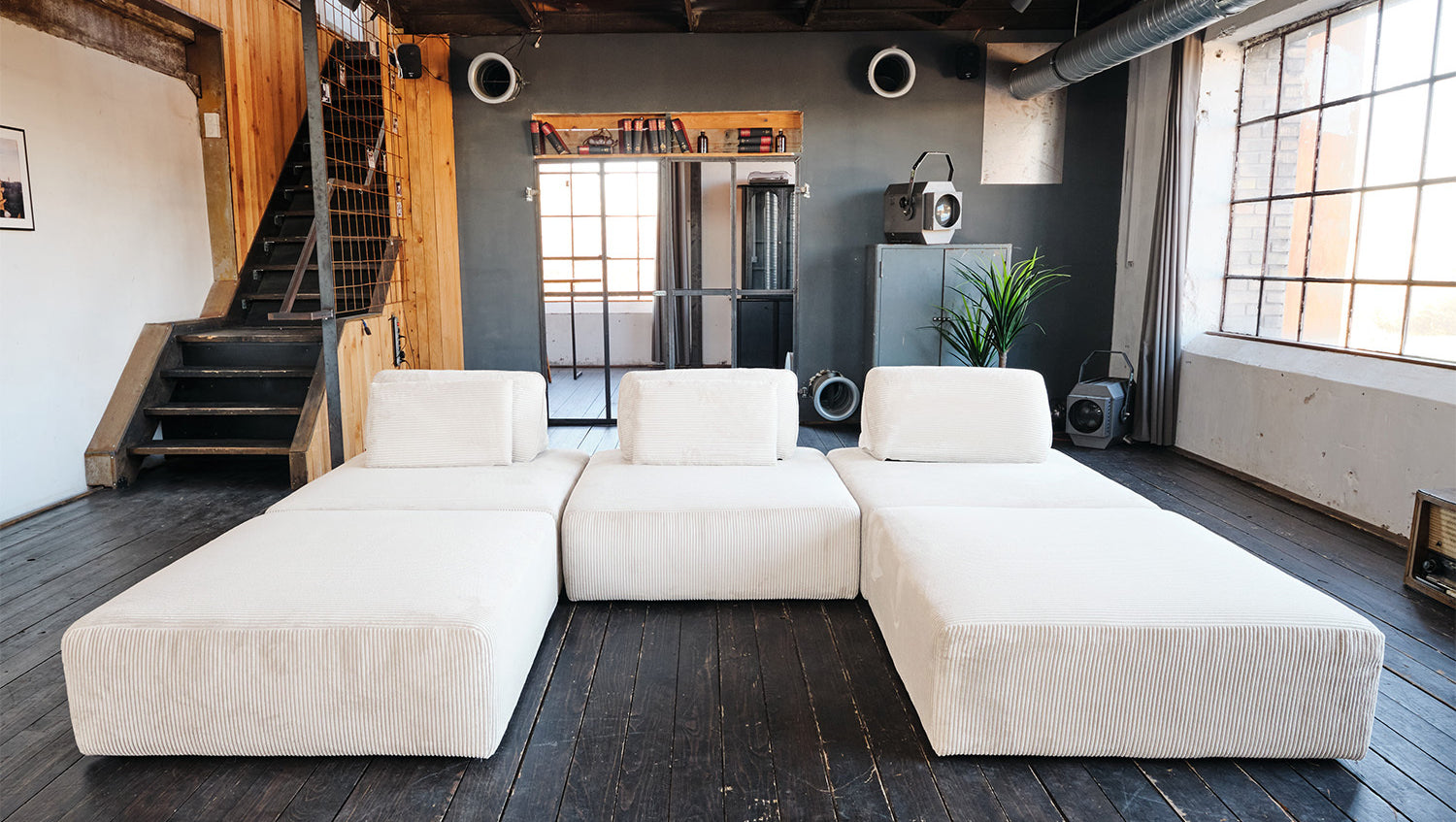KAWOLA Modulsofa WIOLO SOFT 5 Module 5 Rückenkissen Cord cremeweiß