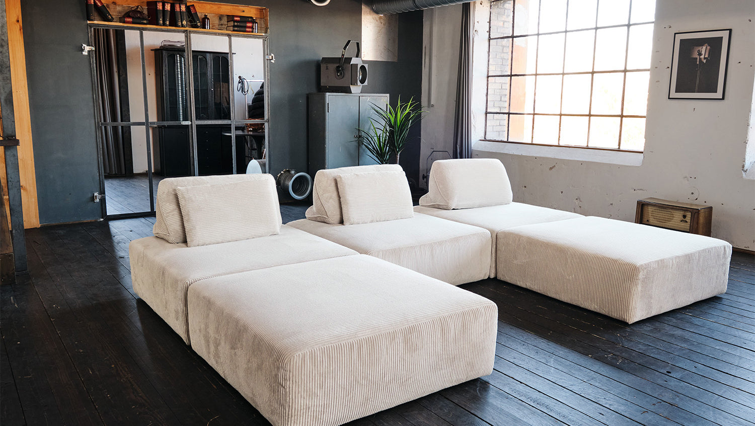 KAWOLA Modulsofa WIOLO SOFT 5 Module 5 Rückenkissen Cord cremeweiß