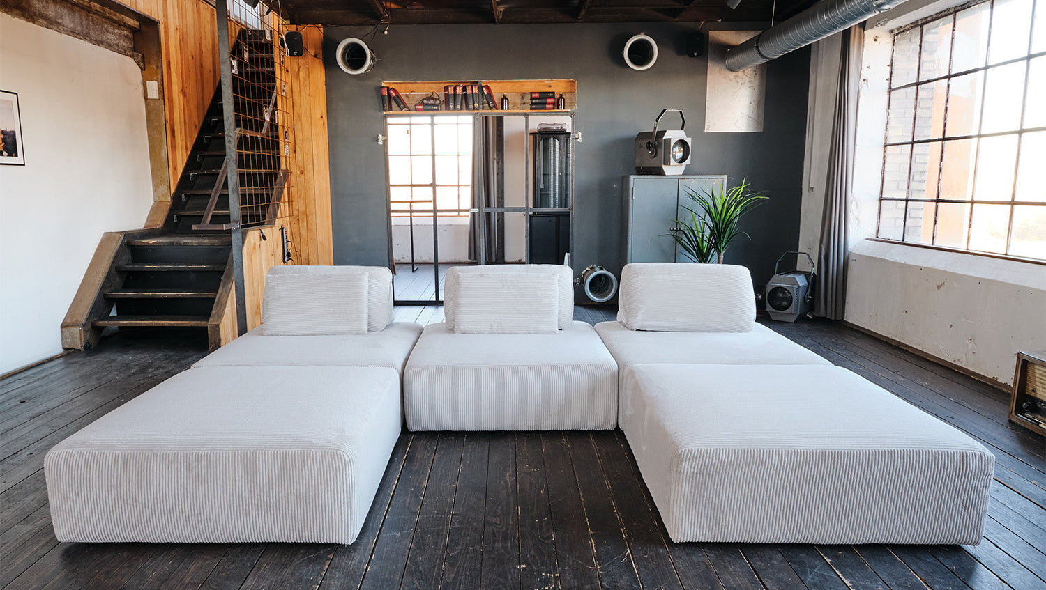 KAWOLA Modulsofa WIOLO SOFT 5 Module 5 Rückenkissen Cord hellgrau