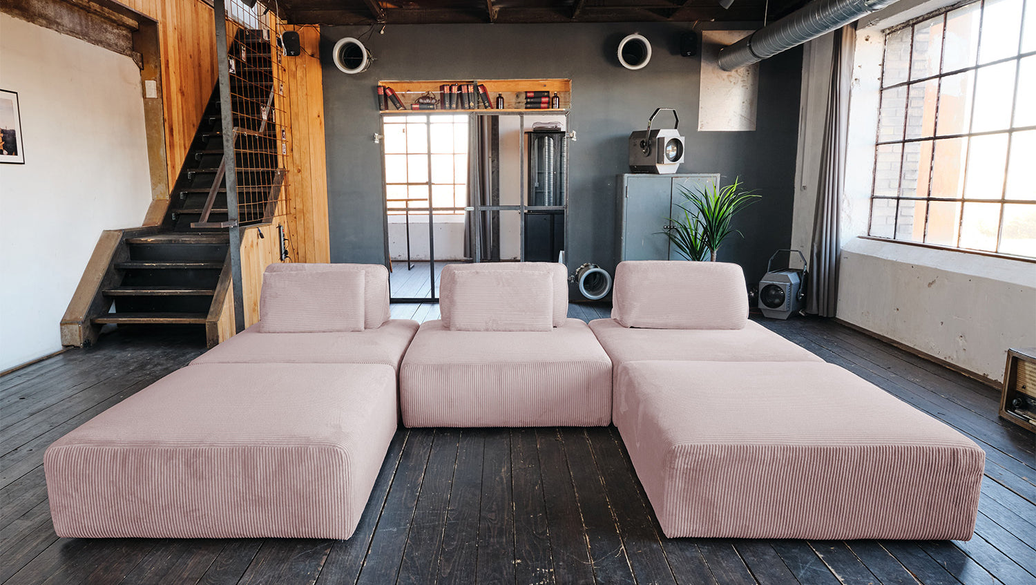 KAWOLA Modulsofa WIOLO SOFT 5 Module 5 Rückenkissen Cord rosa