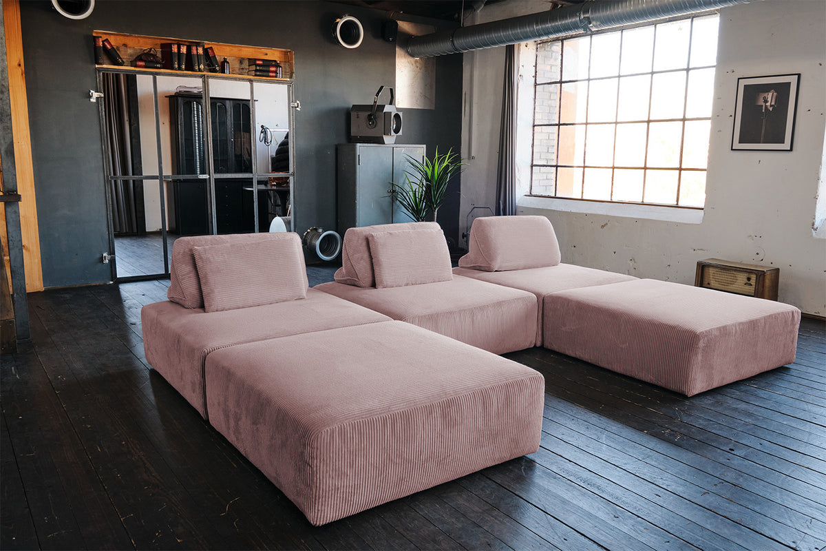 KAWOLA Modulsofa WIOLO SOFT 5 Module 5 Rückenkissen Cord rosa