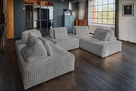 KAWOLA Modulsofa WIOLO SOFT 5 Module 5 Rückenkissen Weicher Breitcord grau