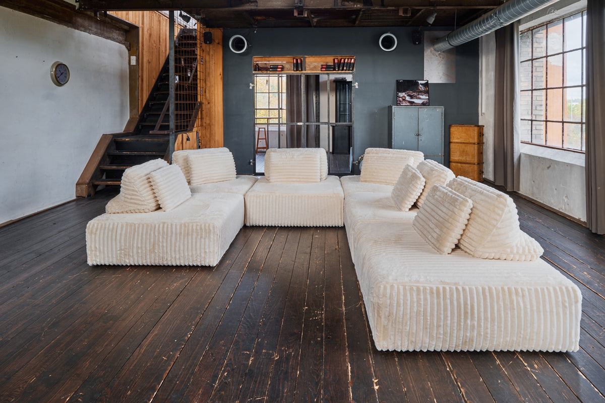 KAWOLA Modulsofa WIOLO SOFT 6 Module 6 Rückenkissen Weicher Breitcord cremeweiß