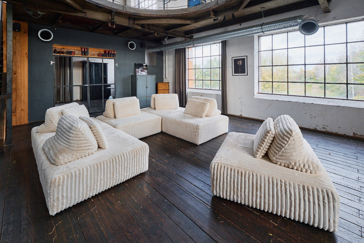 KAWOLA Modulsofa WIOLO SOFT 6 Module 6 Rückenkissen Weicher Breitcord cremeweiß