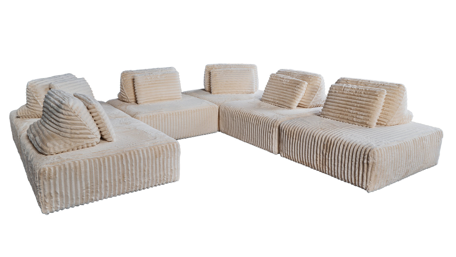 KAWOLA Modulsofa WIOLO SOFT 6 Module 6 Rückenkissen Weicher Breitcord cremeweiß