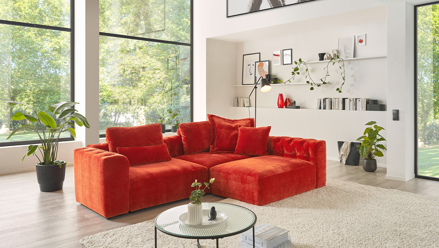 KAWOLA Nierenkissen SEPHI groß Cord Vintage rot