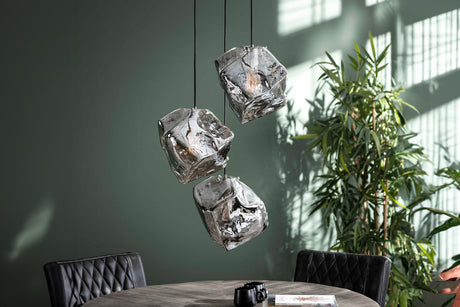 KAWOLA Pendelleuchte EDESSA Hängelampe 3-flammig Glas silber