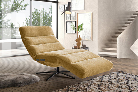 KAWOLA Relaxliege ALINA motorisch Cord Vintage senf, Relaxfunktion, Drehbar (360°)