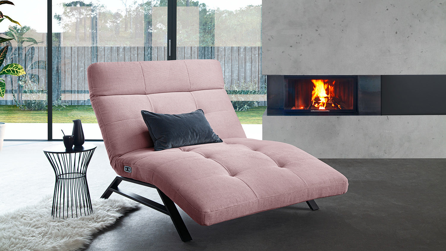 KAWOLA Relaxliege AMERIVA motorisch Maxi Feincord rosa