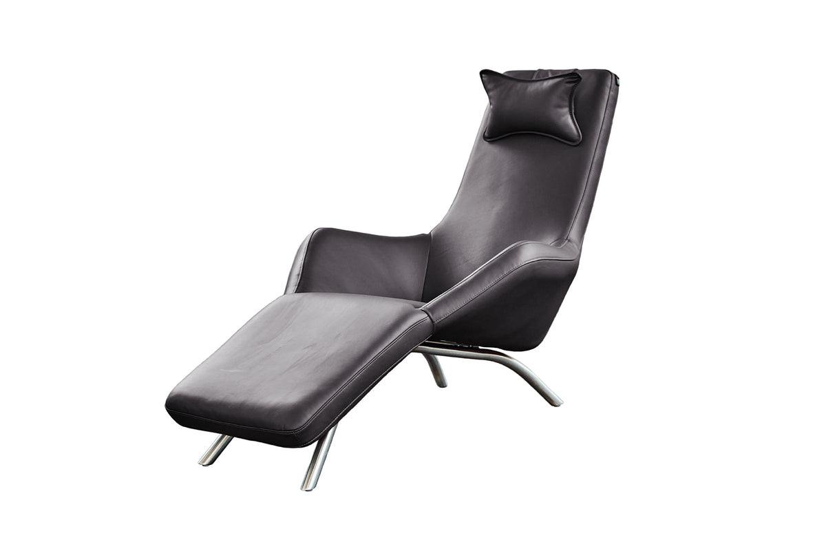 KAWOLA Relaxliege CAVAL Leder dunkelgrau