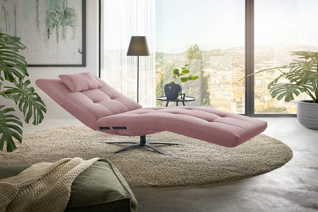 KAWOLA Relaxliege LETICIA motorisch Feincord rosa, Mit Kissen, Relaxfunktion, Drehbar (360°), Ohne Akku