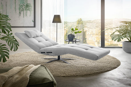 KAWOLA Relaxliege LETICIA motorisch Feincord silber