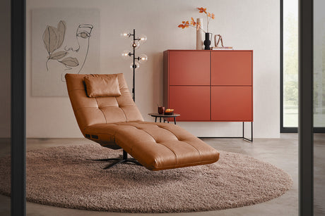 KAWOLA Relaxliege LETICIA motorisch Leder cognac, Mit Kissen, Mit Akku