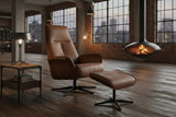 KAWOLA Relaxsessel FERREIRA Drehsessel Leder braun mit Hocker