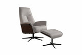 KAWOLA Relaxsessel FERREIRA Drehsessel Leder grau mit Hocker