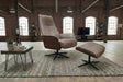 KAWOLA Relaxsessel FERREIRA Drehsessel Lederfaserstoff anthrazit mit Hocker