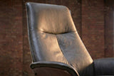 KAWOLA Relaxsessel FERREIRA Drehsessel Lederfaserstoff anthrazit mit Hocker
