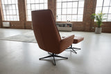 KAWOLA Relaxsessel JOSIANE Drehsessel Leder braun mit Hocker