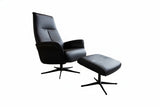 KAWOLA Relaxsessel JOSIANE Drehsessel Leder schwarz mit Hocker