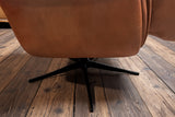 KAWOLA Relaxsessel JOSIANE Drehsessel Lederfaserstoff cognac mit Hocker