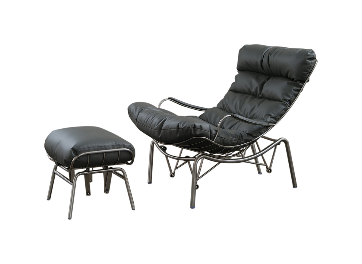 KAWOLA Relaxsessel ROWA Sessel Leder grau inklusive Hocker