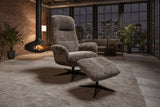 KAWOLA Relaxsessel SILVA Drehsessel Schaffell beige mit Hocker