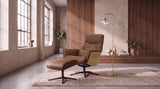KAWOLA Relaxsessel VANITAS Drehsessel Leder braun mit Hocker