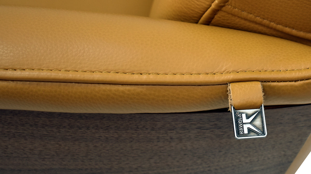 KAWOLA Relaxsessel VANITAS Drehsessel Leder cognac mit Hocker