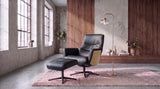 KAWOLA Relaxsessel VANITAS Drehsessel Leder schwarz mit Hocker
