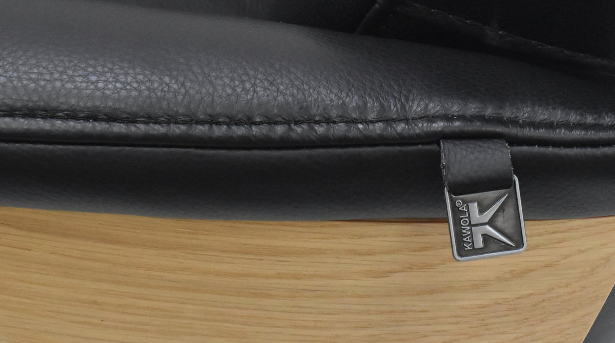KAWOLA Relaxsessel VANITAS Drehsessel Leder schwarz mit Hocker