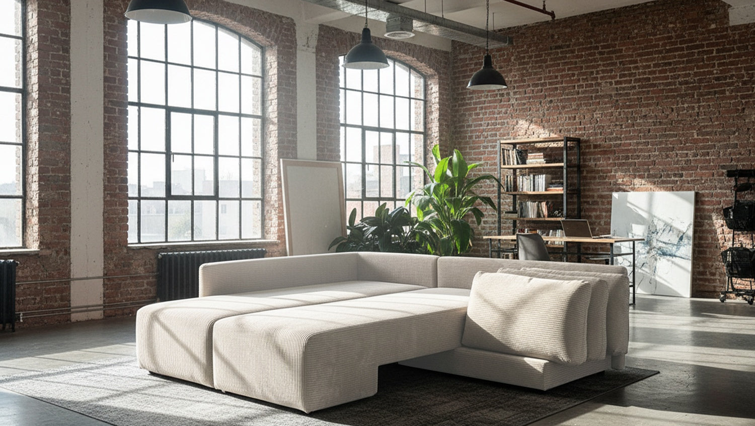 KAWOLA Schlafsofa SADIRA Ecksofa Cord cremeweiß