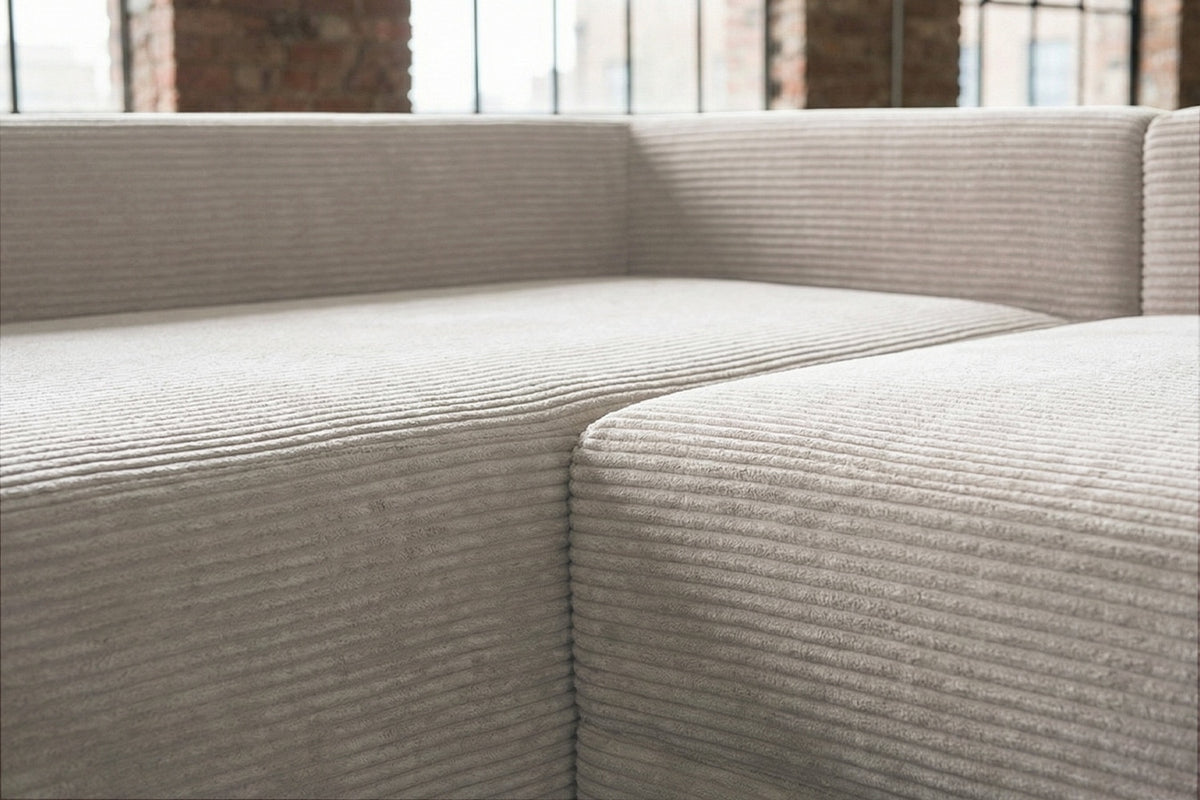 KAWOLA Schlafsofa SADIRA Ecksofa Cord cremeweiß