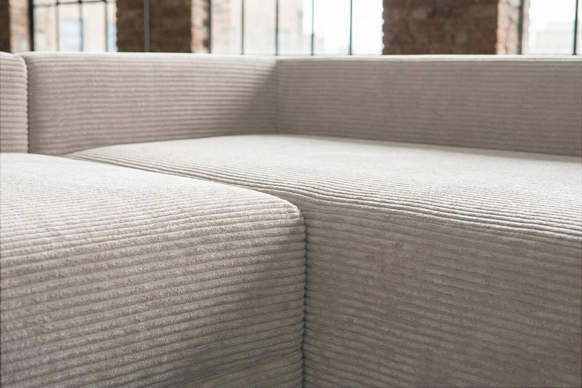 KAWOLA Schlafsofa SADIRA Ecksofa Cord cremeweiß