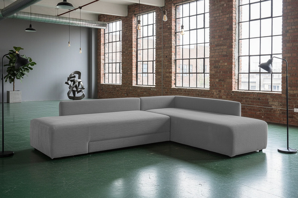 KAWOLA Schlafsofa SADIRA Ecksofa Cord grau