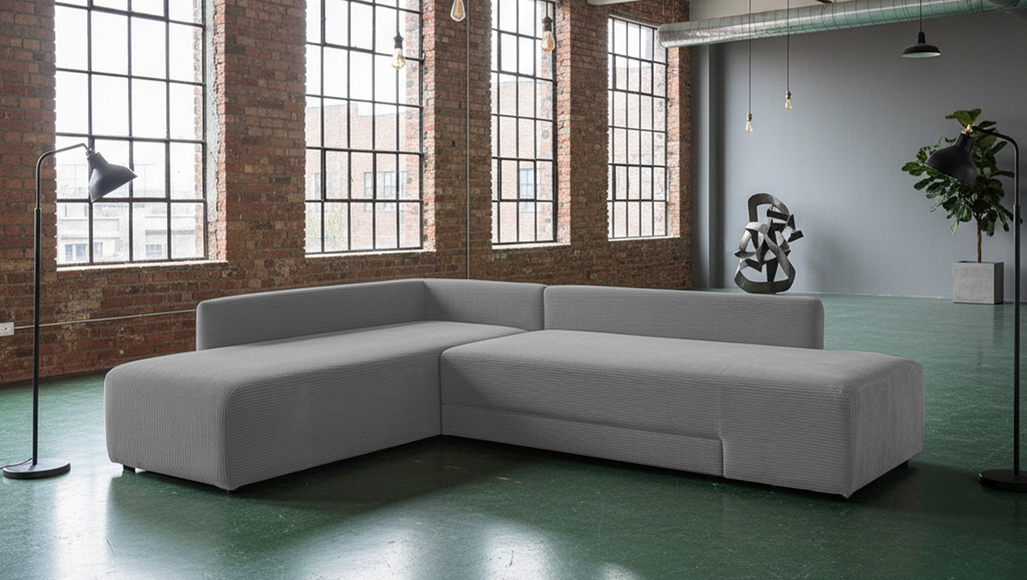 KAWOLA Schlafsofa SADIRA Ecksofa Cord grau