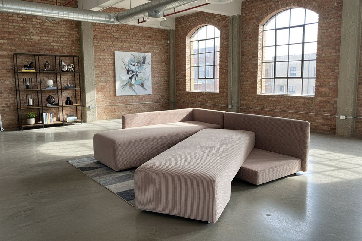 KAWOLA Schlafsofa SADIRA Ecksofa Cord taupe