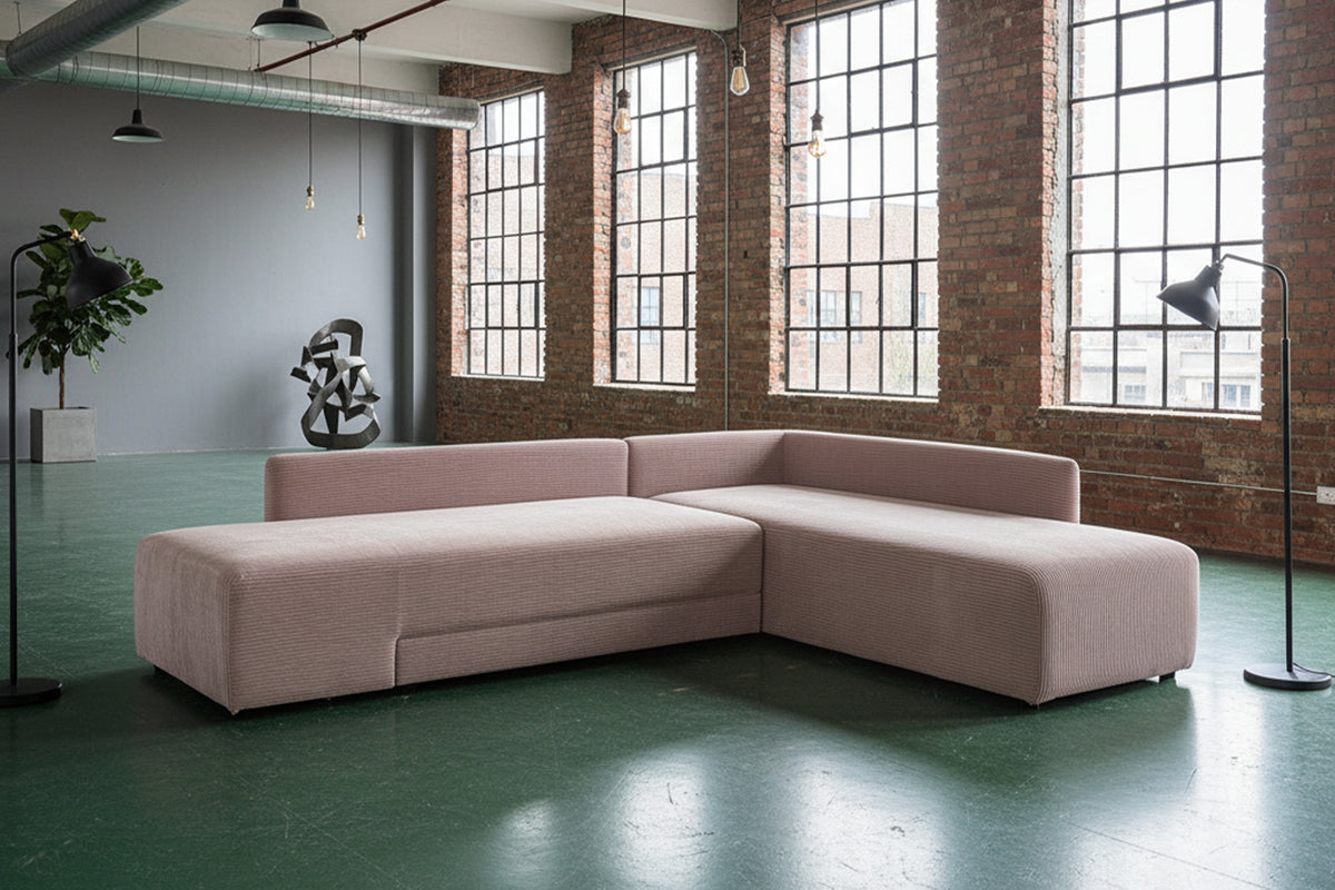 KAWOLA Schlafsofa SADIRA Ecksofa Cord taupe