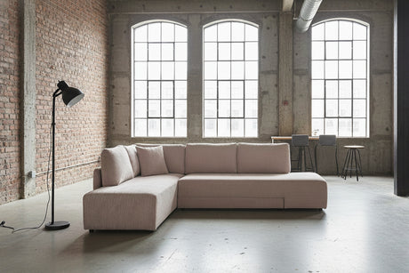 KAWOLA Schlafsofa SADIRA Ecksofa Cord taupe, Links